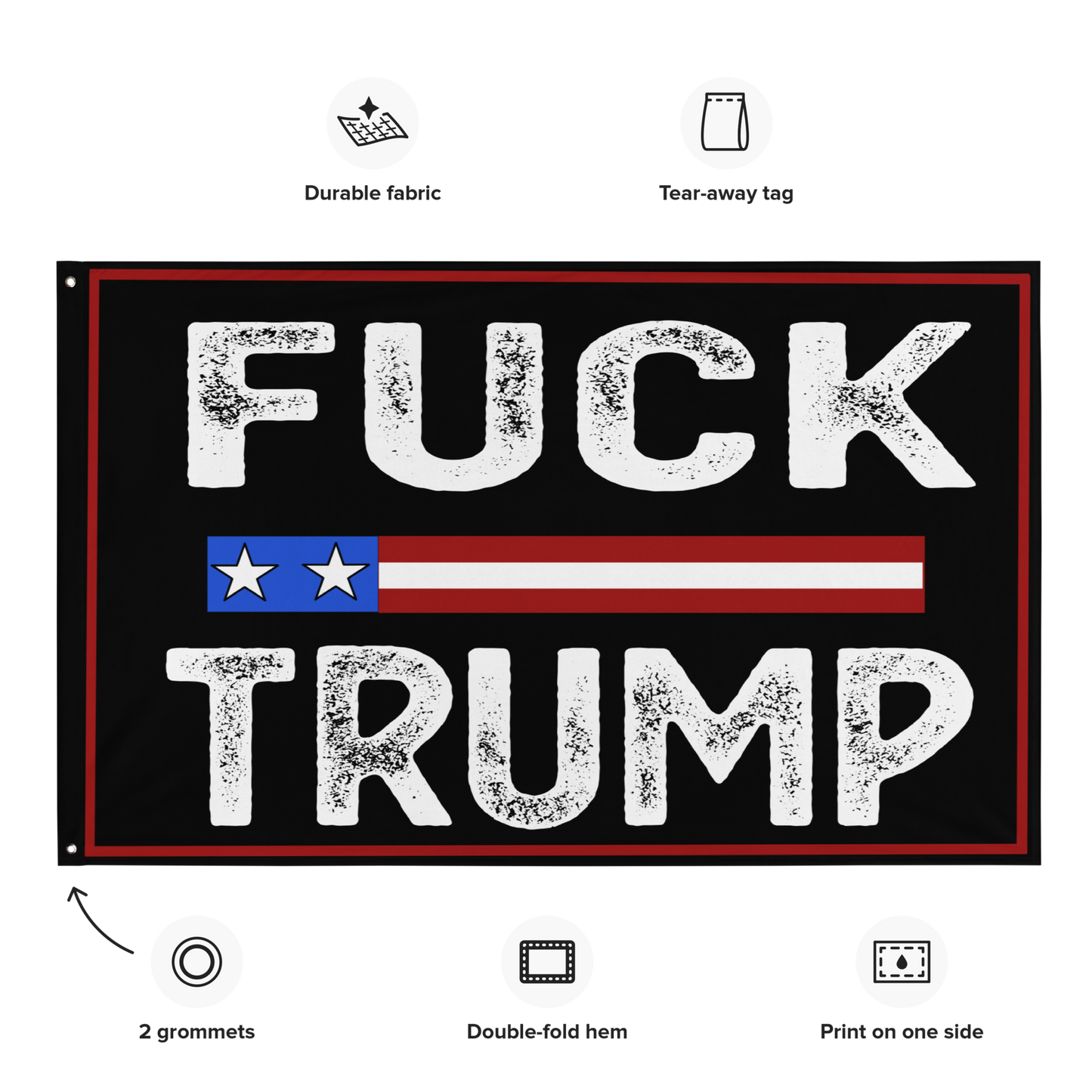 F*ck Trump Flag – Anti-Trump Political Banner with Two Stars – Protest Flag for Home, Yard, or Rally