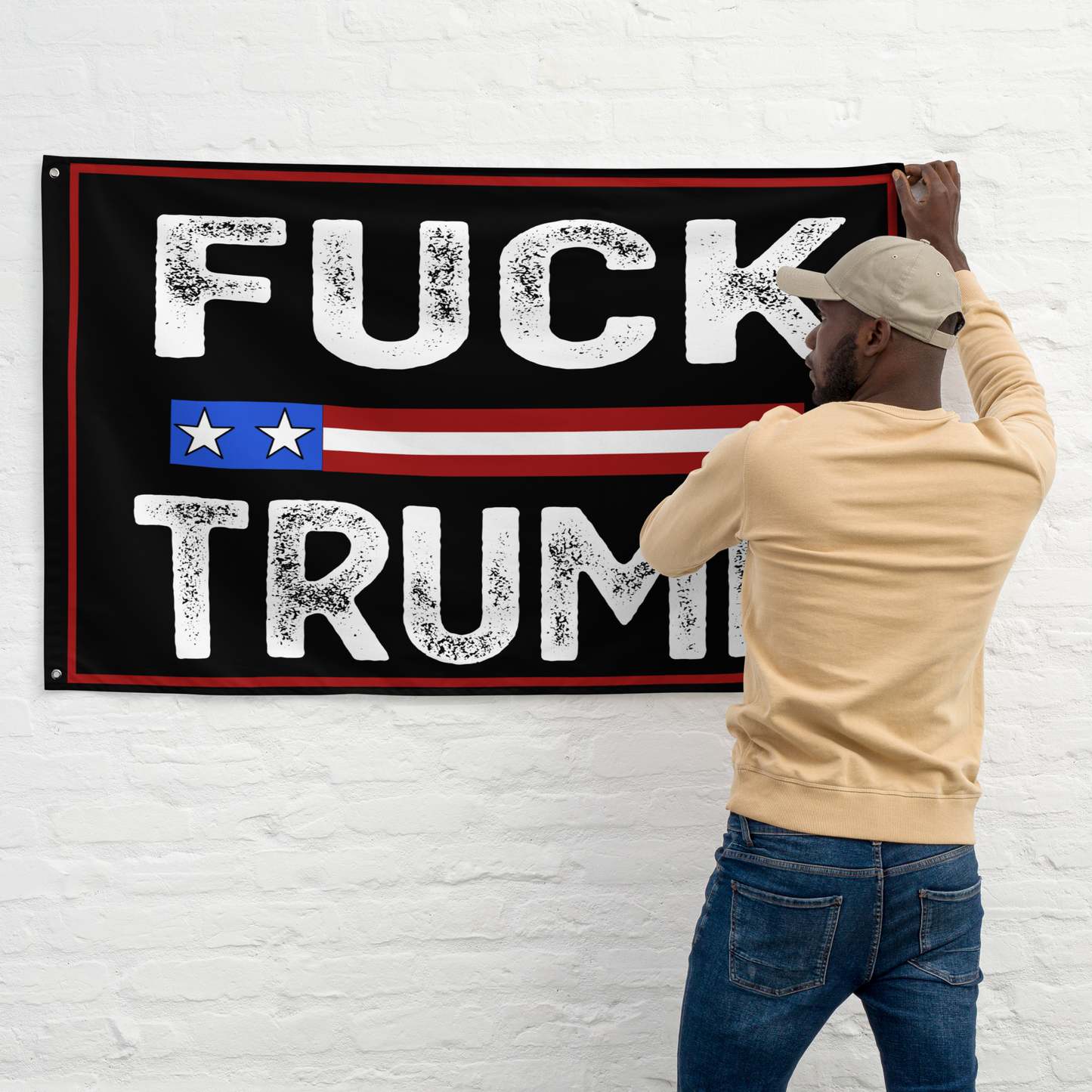F*ck Trump Flag – Anti-Trump Political Banner with Two Stars – Protest Flag for Home, Yard, or Rally