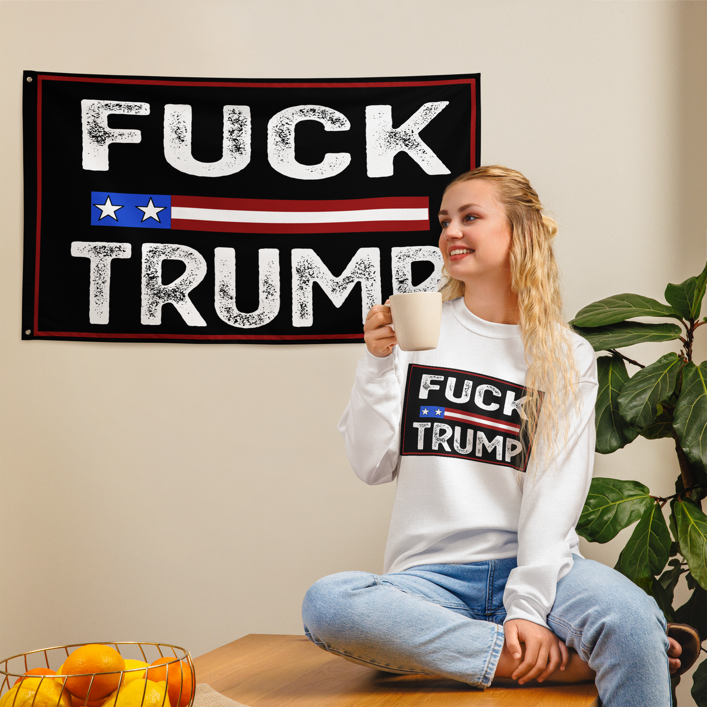 F*ck Trump Flag – Anti-Trump Political Banner with Two Stars – Protest Flag for Home, Yard, or Rally