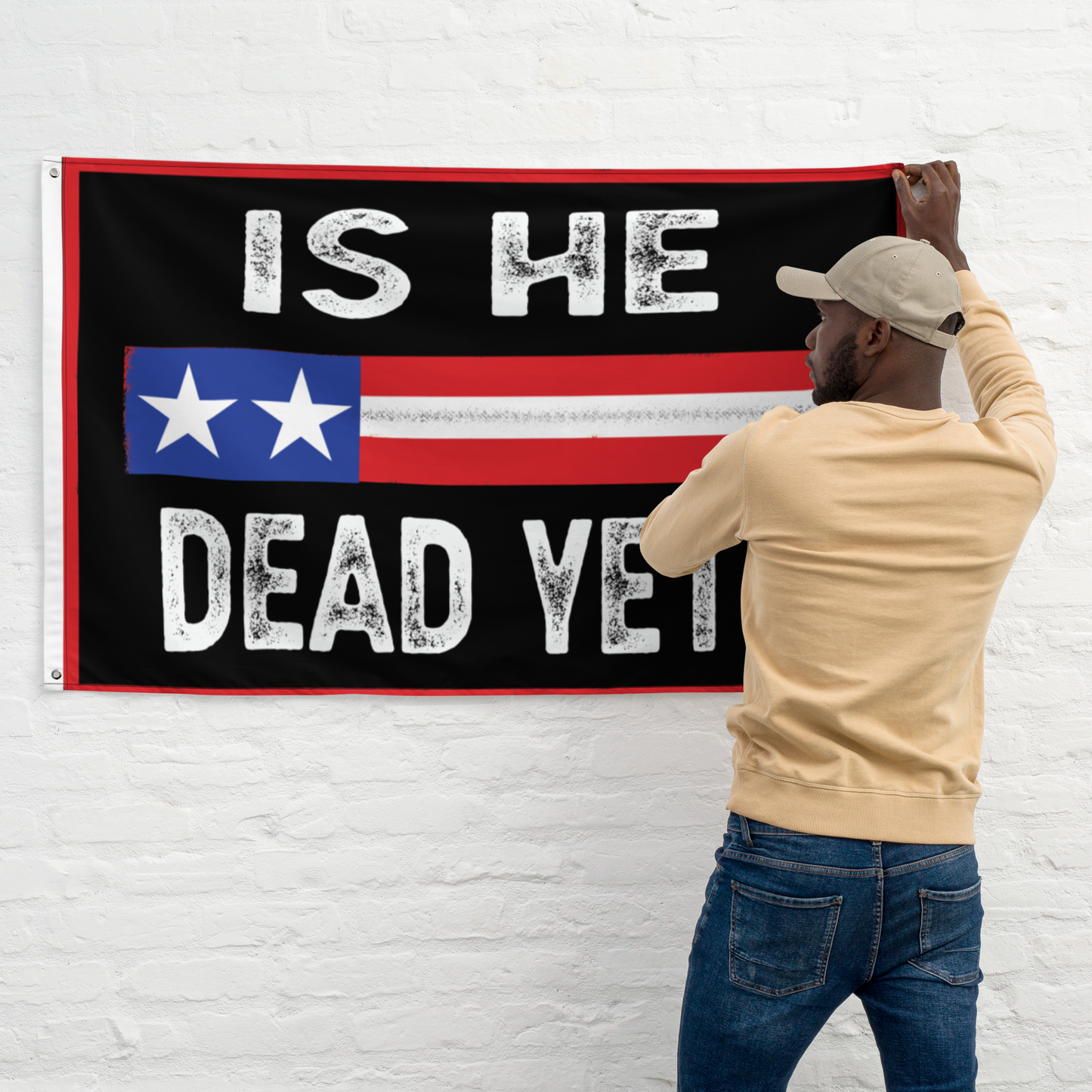 Is He Dead Yet? Full Size Flag