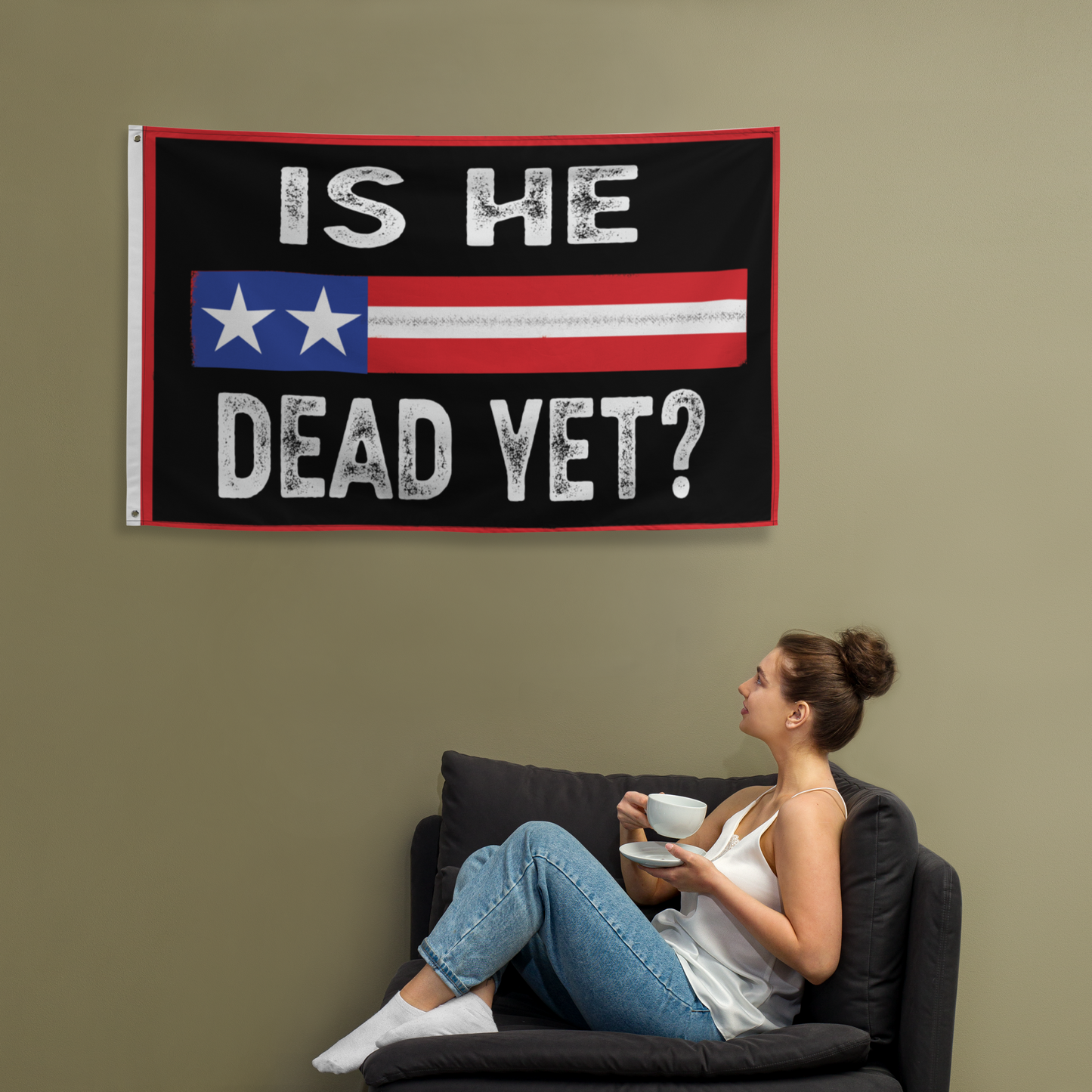 Is He Dead Yet? Full Size Flag