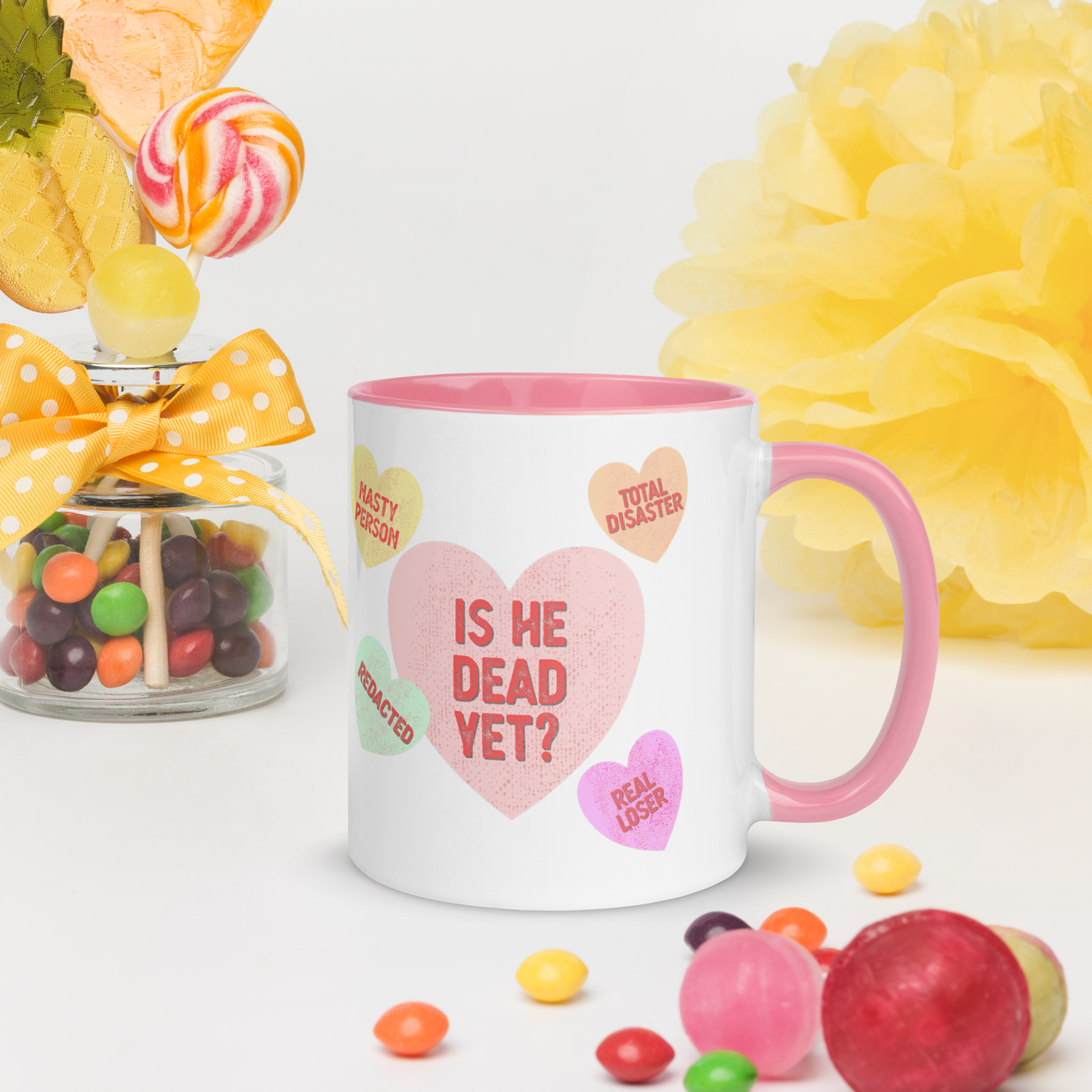 Is He Dead Yet Valentine Mug- Conversation Hearts