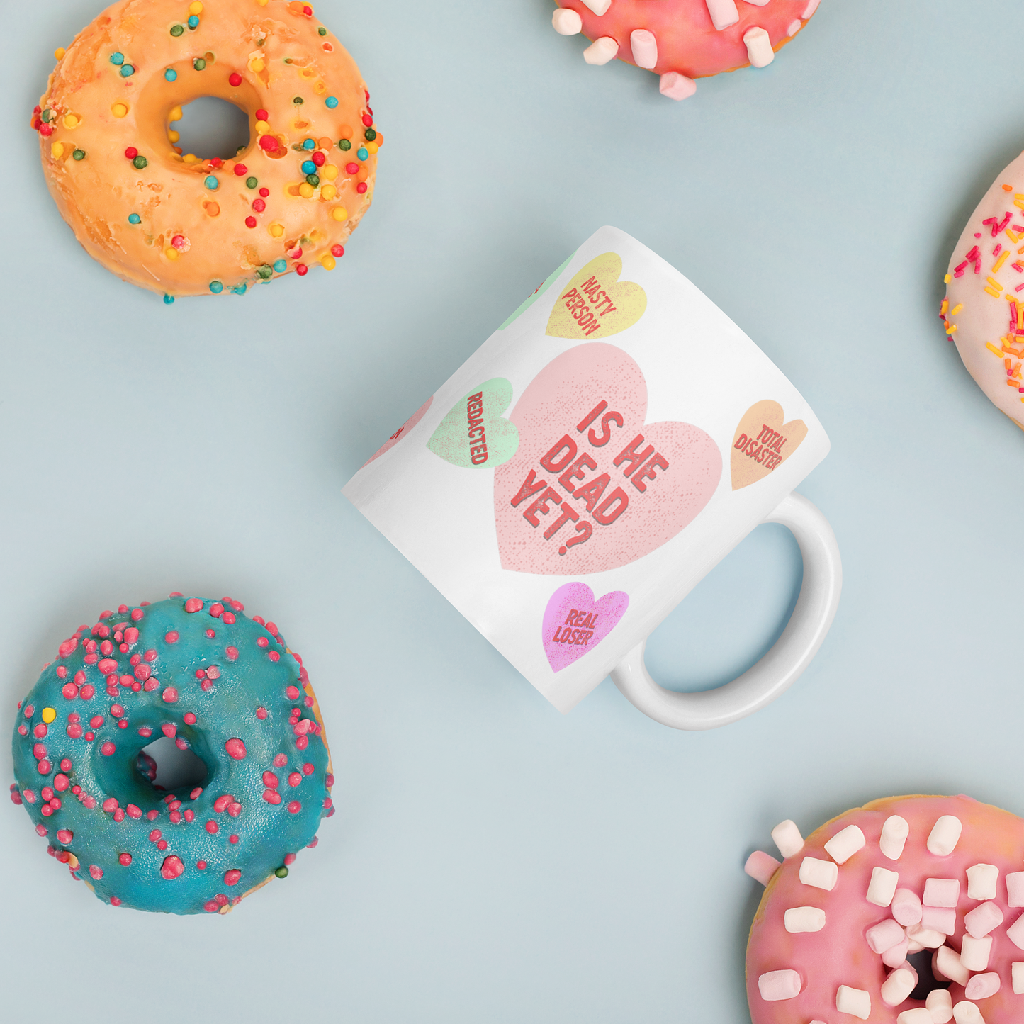 Is He Dead Yet?  Humorous Valentine Hearts Mug