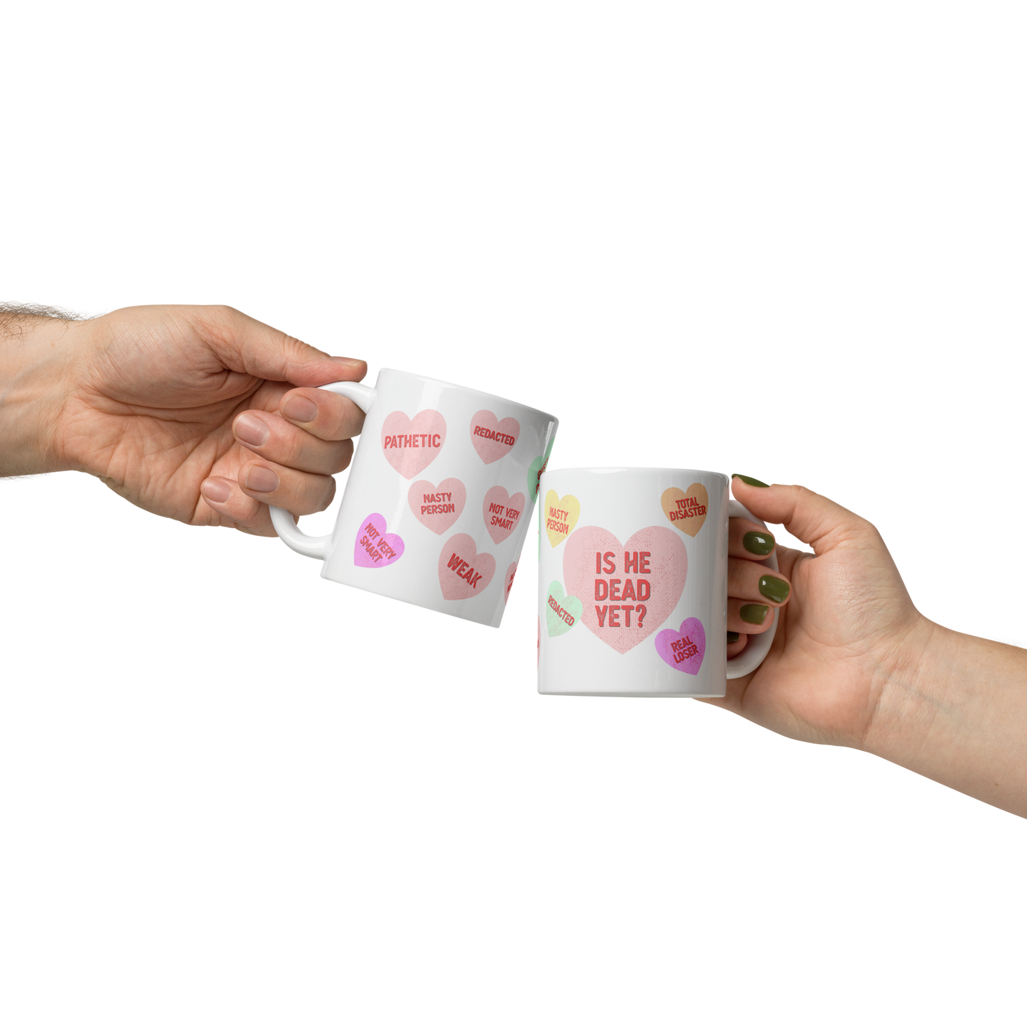 Is He Dead Yet?  Humorous Valentine Hearts Mug
