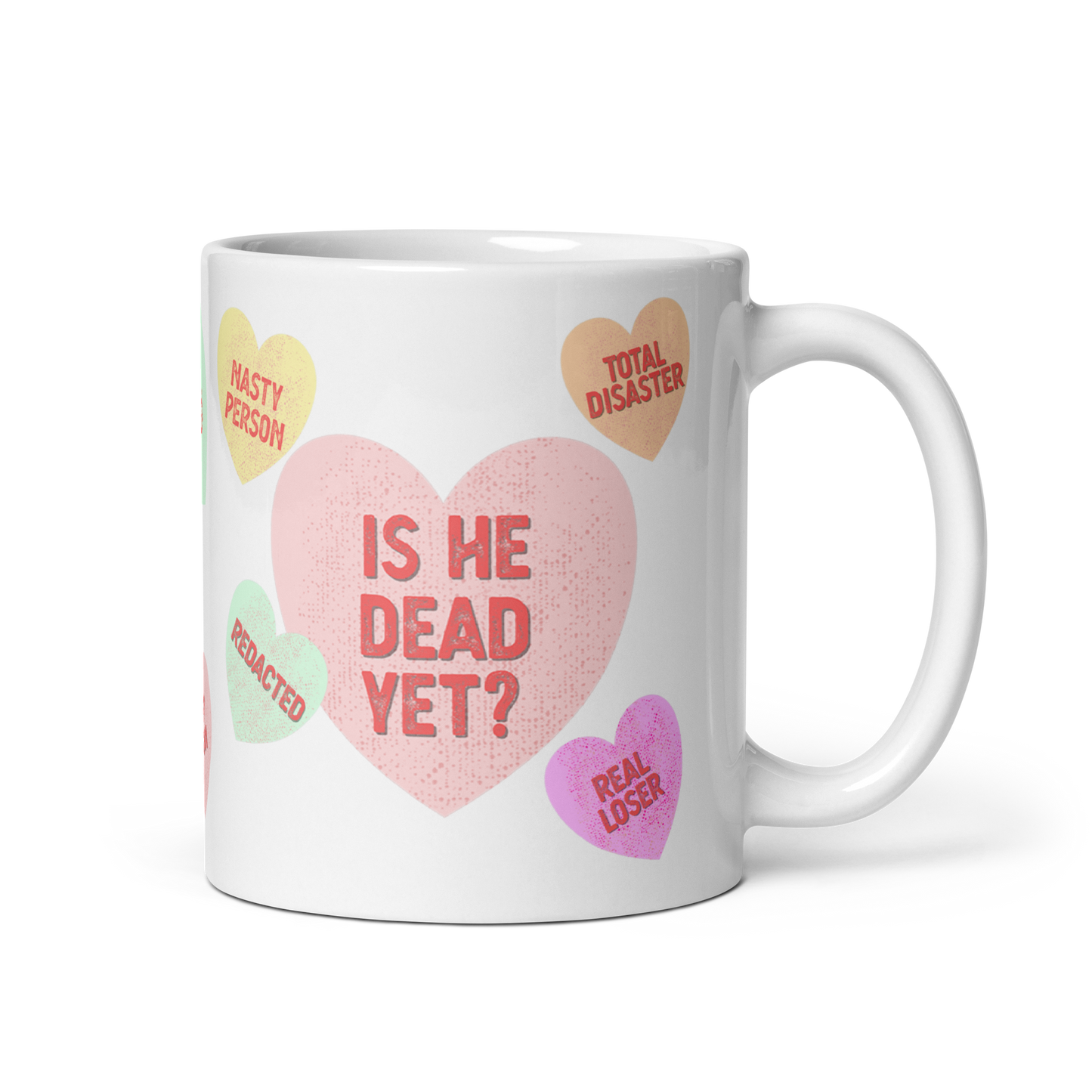 Is He Dead Yet?  Humorous Valentine Hearts Mug